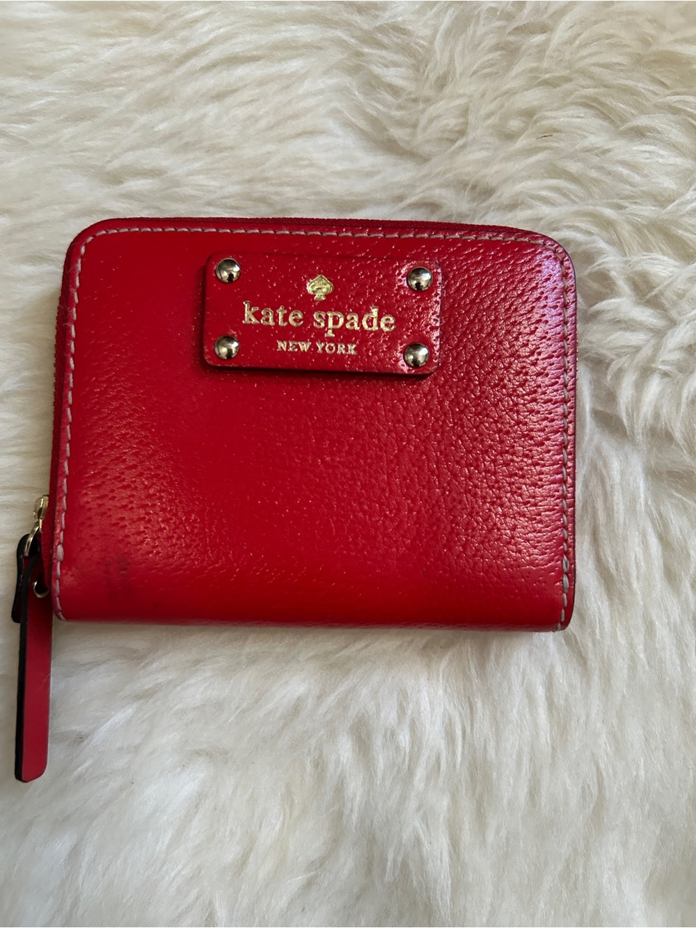 kate spade Red Leather Zip-Around Card Wallet